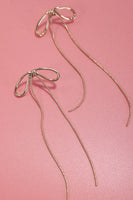 Long Drop  Chain Bow Earrings