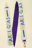 White Mardi Gras Beaded Purse Strap