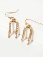 Rhinestone Arch Dangle Drop Earrings