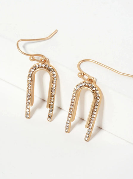 Rhinestone Arch Dangle Drop Earrings