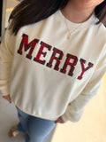 Merry In Plaid Sweatshirt
