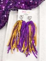 Purple And Gold Sequin Dangle Earrings