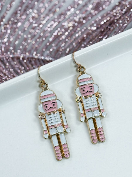 Pink Trim Nutcracker Earrings