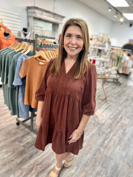 Caught In Corduroy Dress