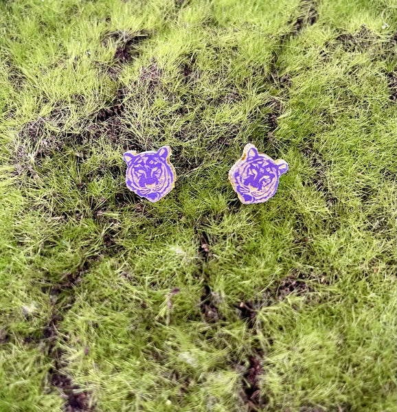 Tiger Purple & Gold Studs