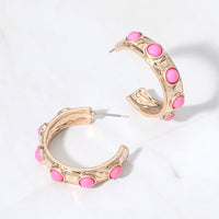 Pink Studded Hoops
