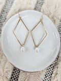 Pearl Diamond Dangle Earrings