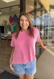 Boxy Stripe Ribbed Short Sleeve Top
