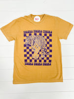 Checkerboard Purple Tigers LSU Graphic Tee