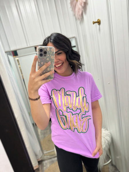 Mardi Gras Puff Letter Tee