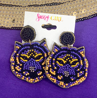 Beaded Tiger Face Earring