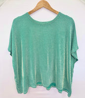 Boxy Stripe Ribbed Short Sleeve Top