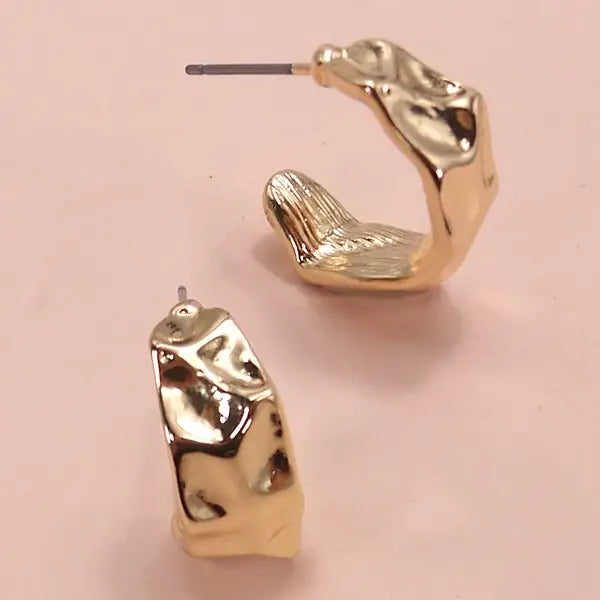 Mini Hammered Huggie Earrings