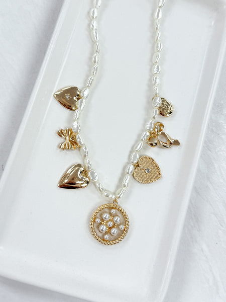 Pearl Chain Charm Necklace