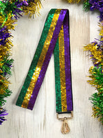 Mardi Gras Color Block Sequin Purse Strap