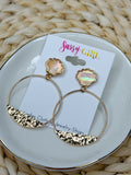 Scallop Stud Hammered Hoop