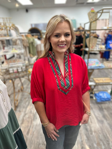 Merry & Plaid Top