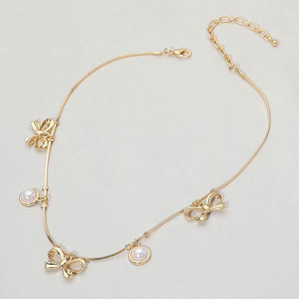 Pearls & Bows Charm Necklace