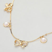 Pearls & Bows Charm Necklace