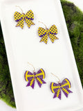 Glitter Football Bow Earrings