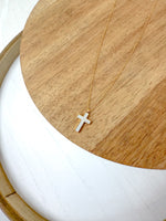 Mother of Pearl Dainty Cross Necklace