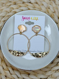 Scallop Stud Hammered Hoop
