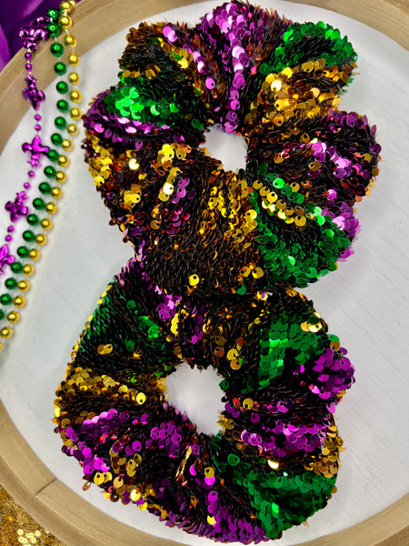 Mardi Gras Sequin Scrunchie