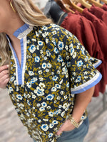 Navy Florals Top