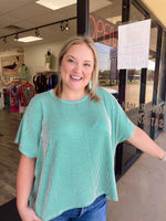 Boxy Stripe Ribbed Short Sleeve Top