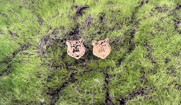 Gold Tiger Stud Earrings