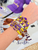 Purple & Gold Game Day Bracelet Stack