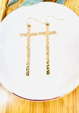 Hammered Cross Earrings