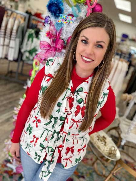 Quilted Christmas Bow Vest