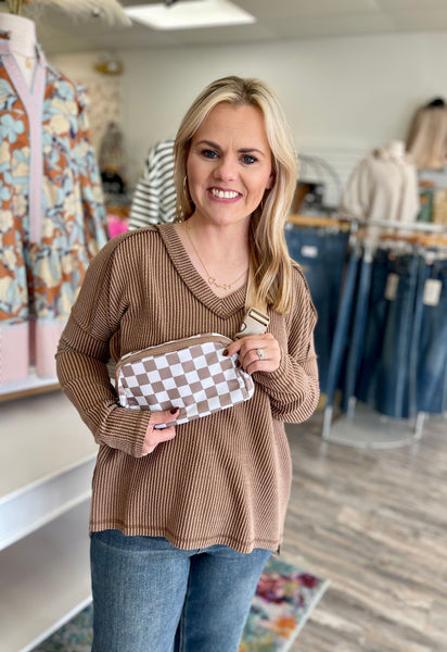 Simply Ribbed V-Neck Top