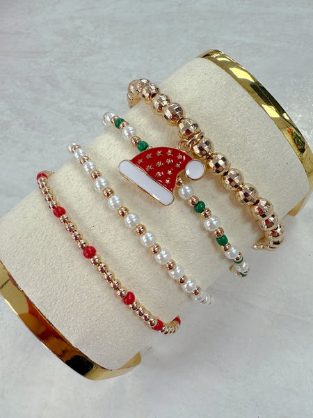 Santa Hat Bracelet Stack