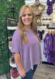 Boxy Stripe Ribbed Short Sleeve Top