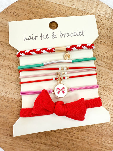 5 Set Candy Cane Hair Tie Bracelet