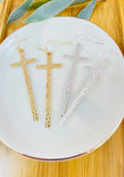 Hammered Cross Earrings