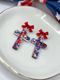 USA Confetti Cross Earrings