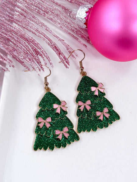 Bow Christmas Tree Earrings