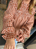 Pumpkin Gingham Top