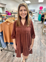 Caught In Corduroy Dress