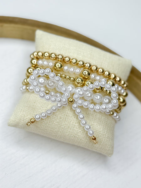 Pearl Bow Bracelet Stack