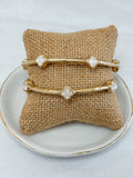 Quatrefoil Pearl Hammered Bangles