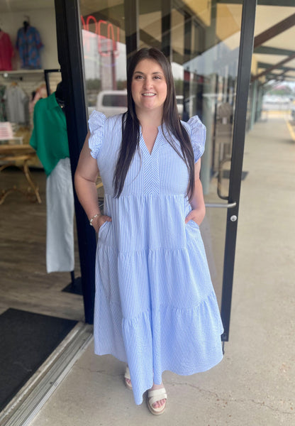 blue seersucker dress Marea Sasco Dress