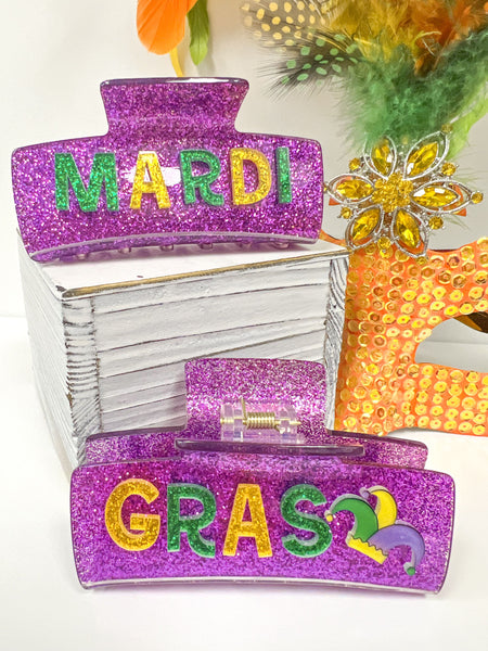 Mardi Gras Glitter Hair Clip